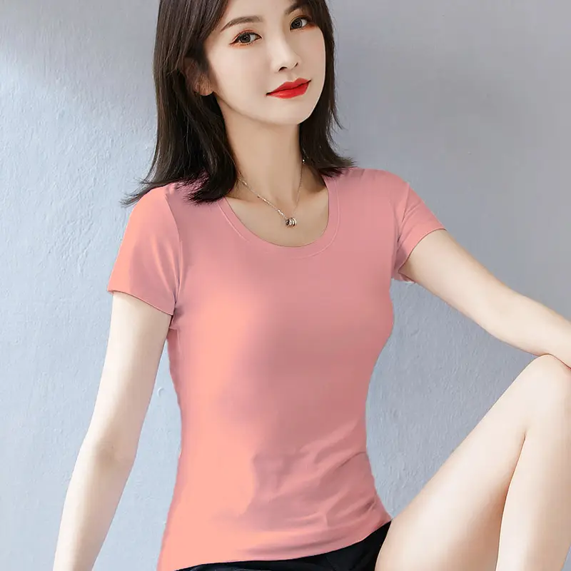 Women's Orange Short Sleeve Slim Fit T-Shirt