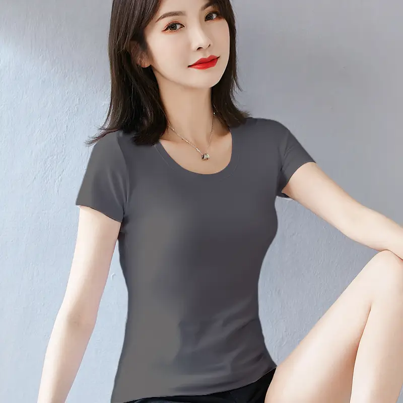 Women's Orange Short Sleeve Slim Fit T-Shirt