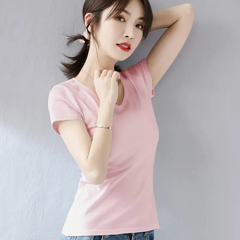 Women's Orange Short Sleeve Slim Fit T-Shirt