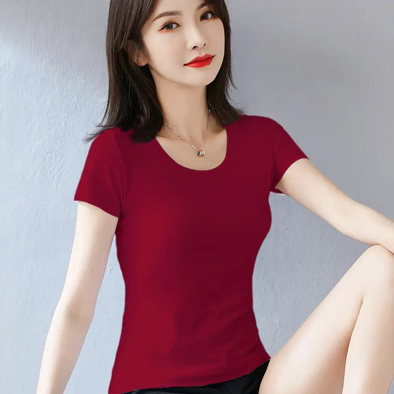 Women's Orange Short Sleeve Slim Fit T-Shirt