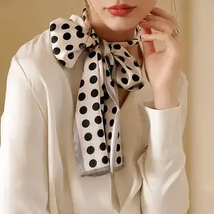 Narrow Houndstooth Scarf with Floral Tie for Women — feature 10