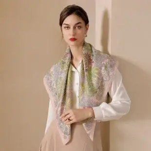 Narrow Houndstooth Scarf with Floral Tie for Women — feature 2