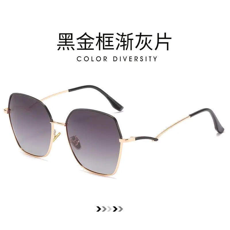 Women Gradient Polarized Sunglasses Gold Frame UV400 - Image 1