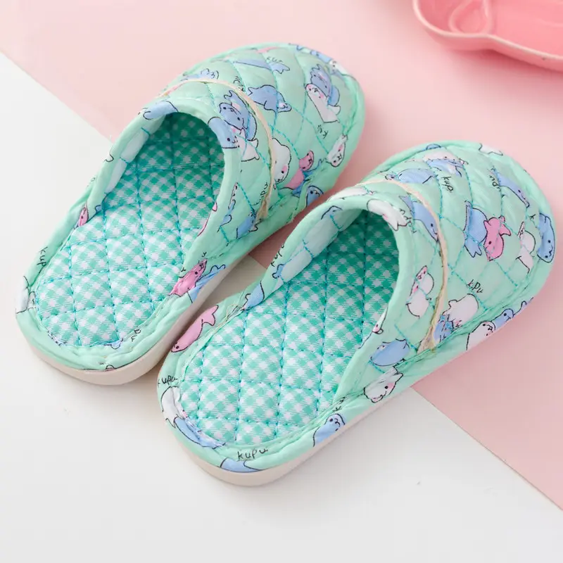 New Spring and Autumn Winter Children's boys and girls home indoor cartoon closed toe rubber bottom warm fabric cotton slippers - Image 11