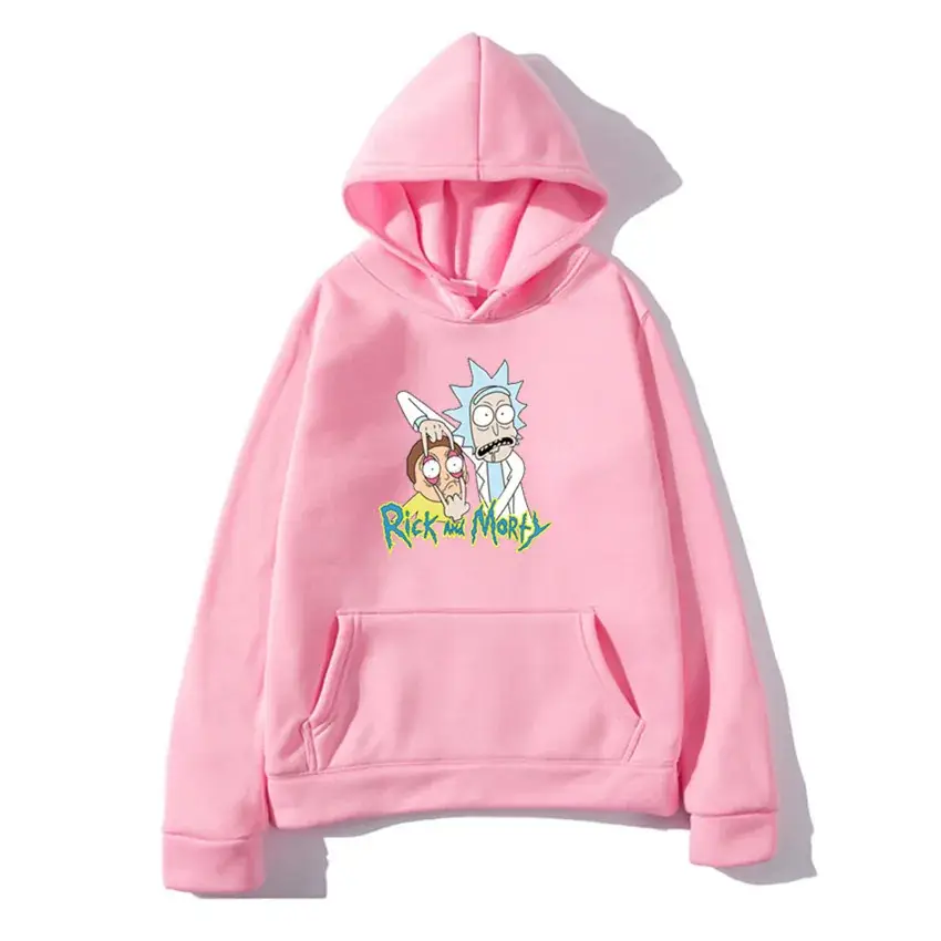 Pink Rick and Morty Hoodie for Men Fleece Casual
