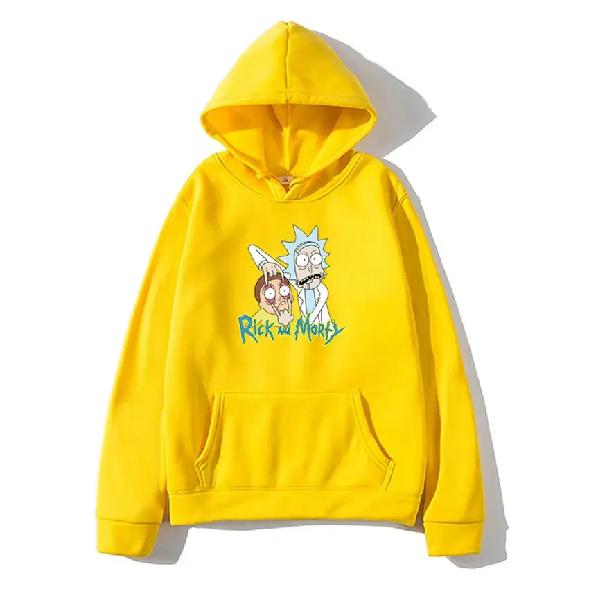 Pink Rick and Morty Hoodie for Men Fleece Casual