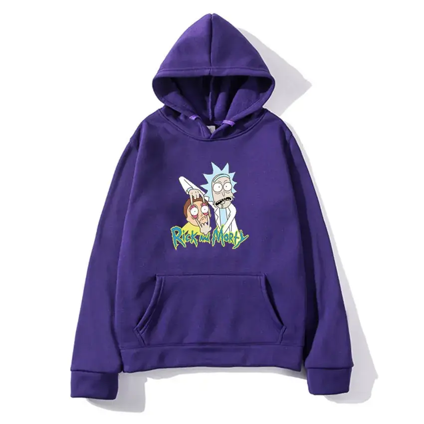 Pink Rick and Morty Hoodie for Men Fleece Casual