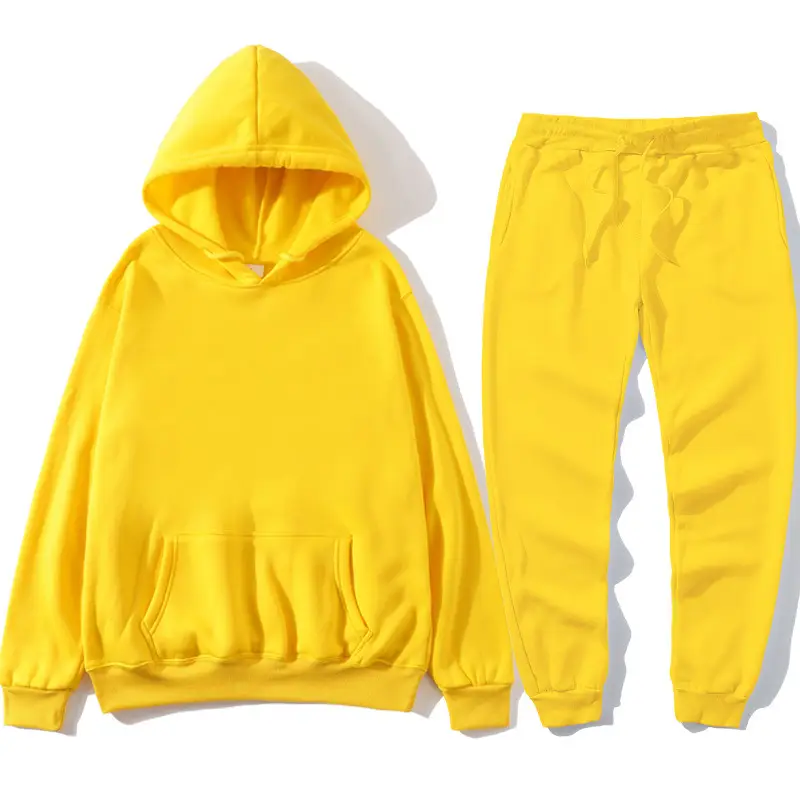 Men Blue Hooded Sweatshirt Set Long Sleeve Cotton