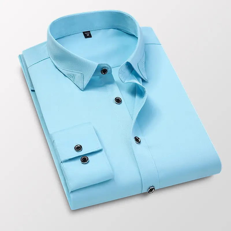 Men's Light Blue Slim Fit Long Sleeve Shirt - Image 10