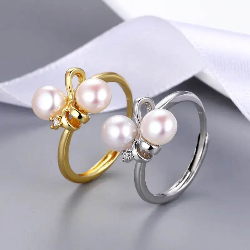 Adjustable Pearl Ring for Women Elegant Silver - Image 6