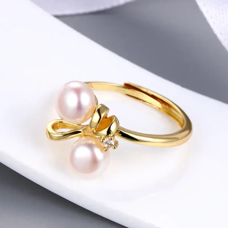 Adjustable Pearl Ring for Women Elegant Silver - Image 7