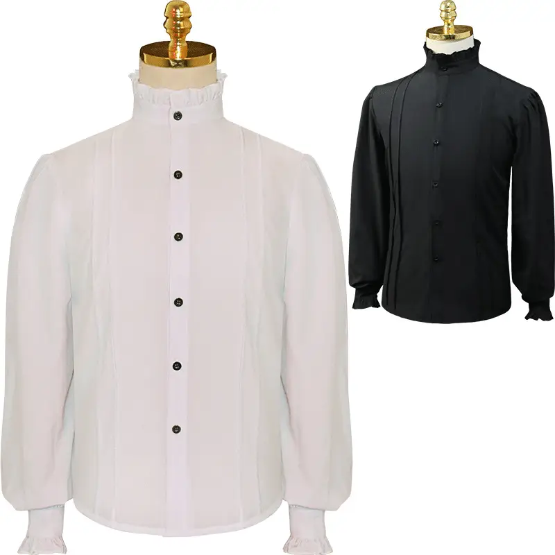Black Pleated Pirate Shirt for Men 2024 - Image 3