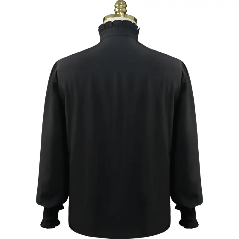 Black Pleated Pirate Shirt for Men 2024 - Image 5