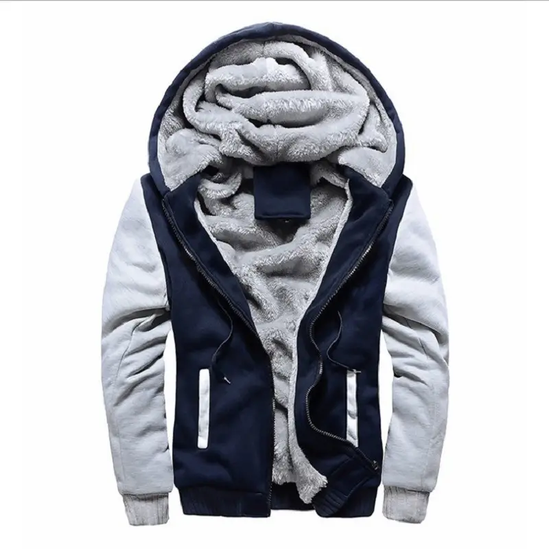 Men's 2026 Fleece Lined Hoodie Black Grey Winter Sports - Image 3