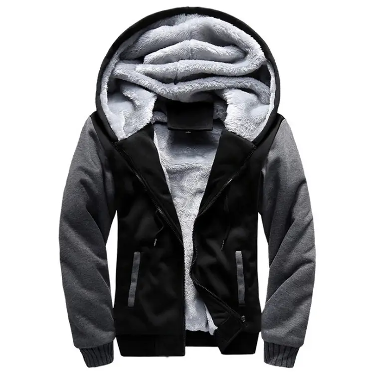 Men's 2026 Fleece Lined Hoodie Black Grey Winter Sports - Image 4