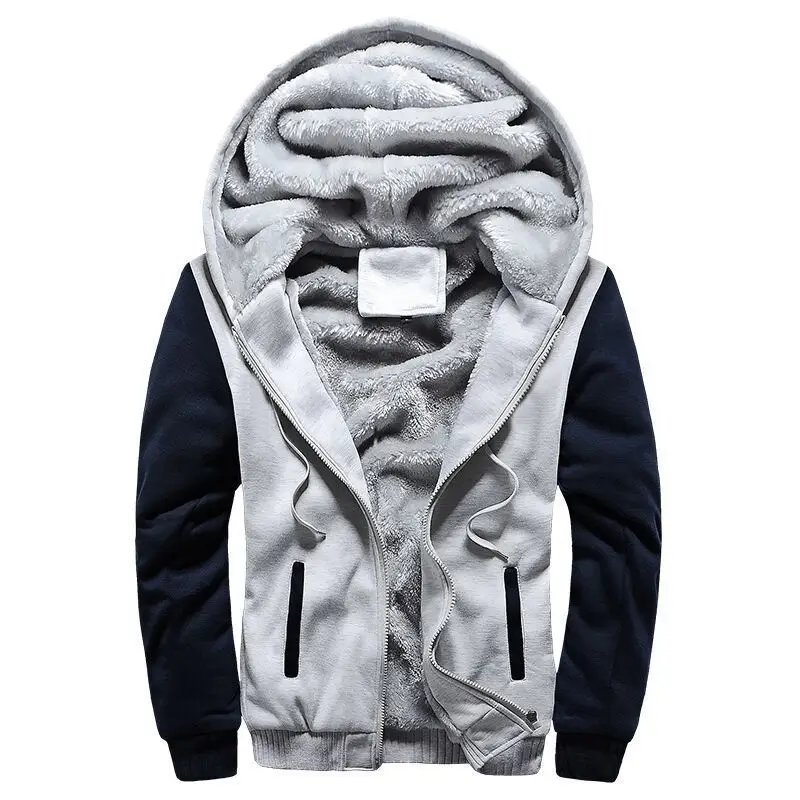 Men's 2026 Fleece Lined Hoodie Black Grey Winter Sports - Image 6