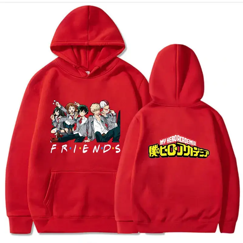 My Hero Academia Friends Hoodie Red for Men - Image 3