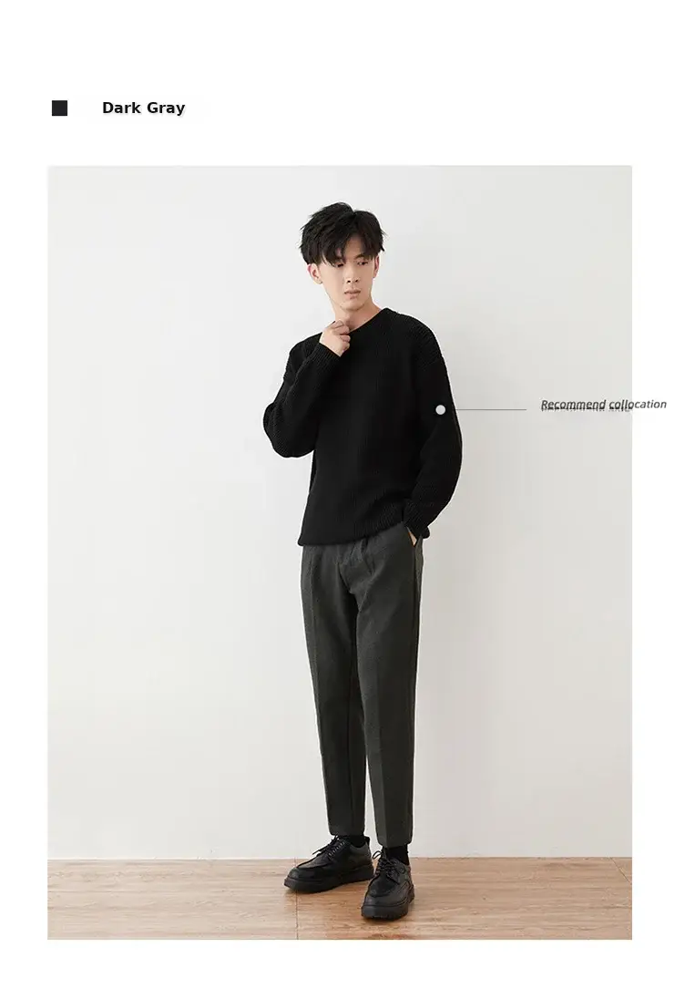 Men's Woolen Slim-fit Ankle Pants Winter Straight — feature 17