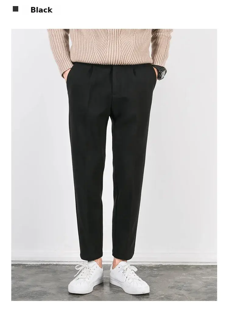 Men's Woolen Slim-fit Ankle Pants Winter Straight — feature 24