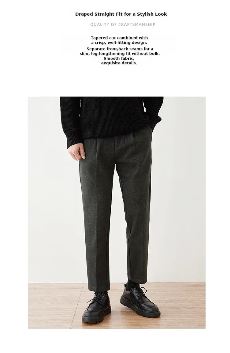 Men's Woolen Slim-fit Ankle Pants Winter Straight — feature 5