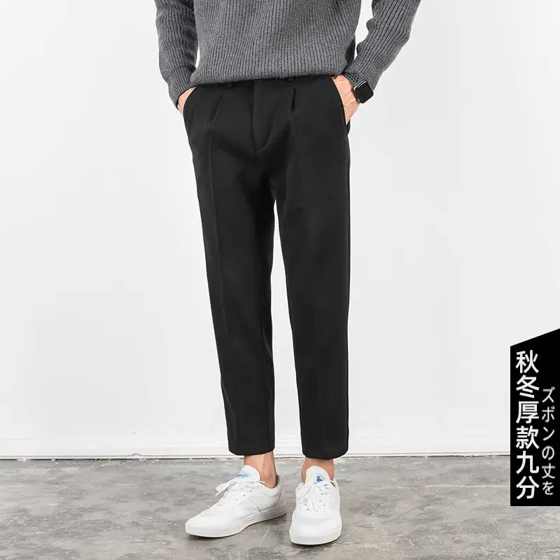 Men's Woolen Slim-fit Ankle Pants Winter Straight - Image 2