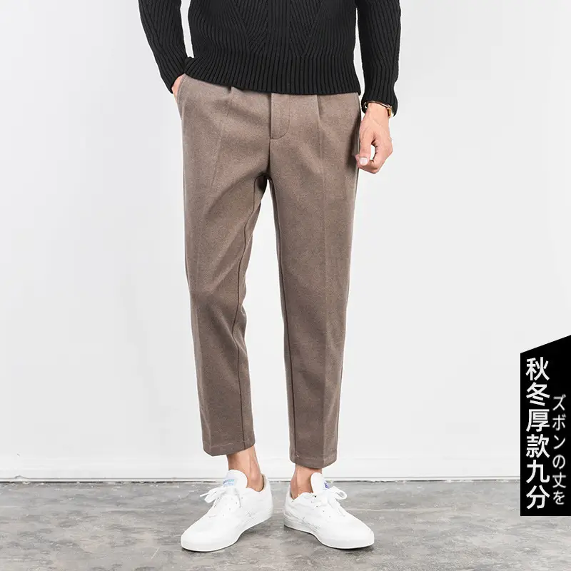 Men's Woolen Slim-fit Ankle Pants Winter Straight - Image 3