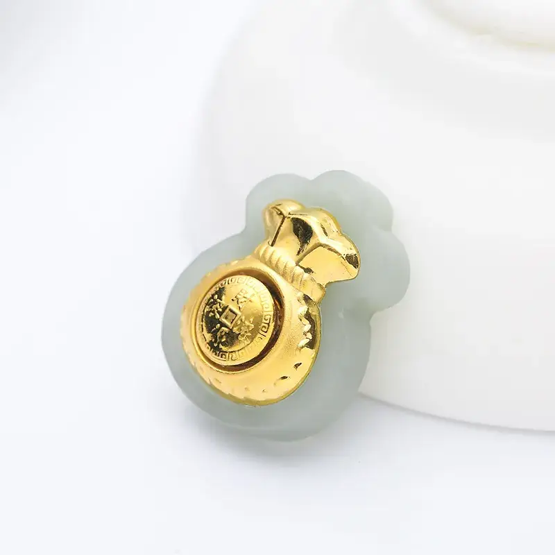 Gold Inlaid Jade Fortune Rolling Pendant for Men