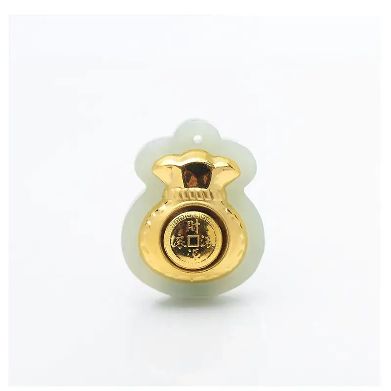 Gold Inlaid Jade Fortune Rolling Pendant for Men