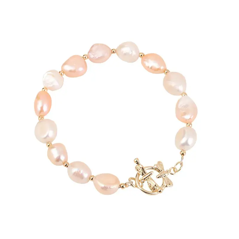 Women's Pearl & Gold Plated Bracelet with Clasp - Image 10