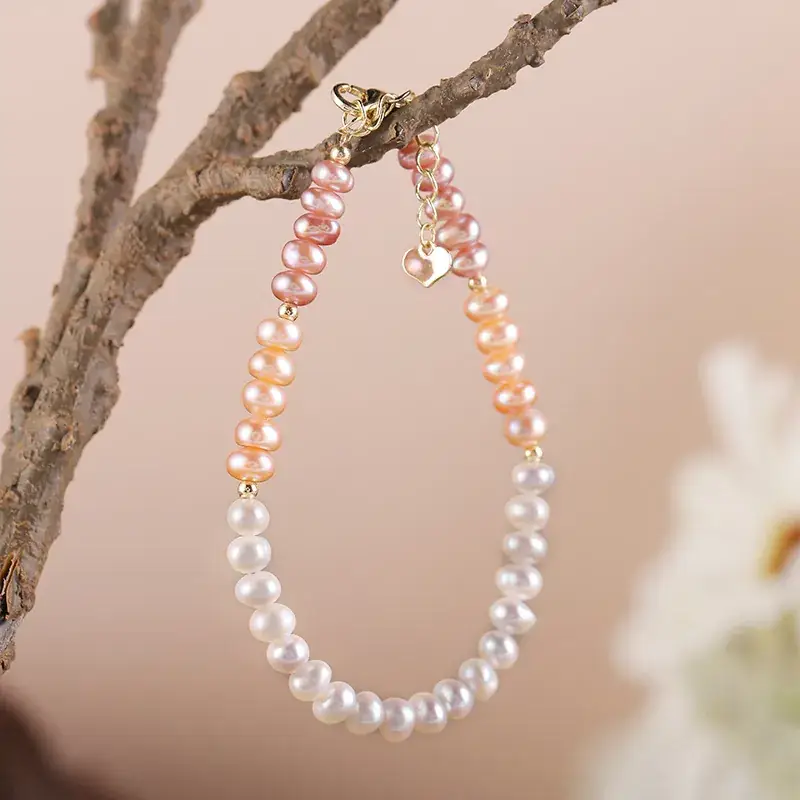 Women's Pearl & Gold Plated Bracelet with Clasp - Image 5