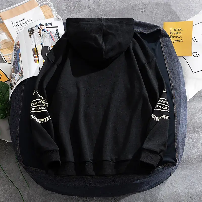 Men's Light Blue Hooded Sweatshirt Loose Fit Japanese Brand - Image 5