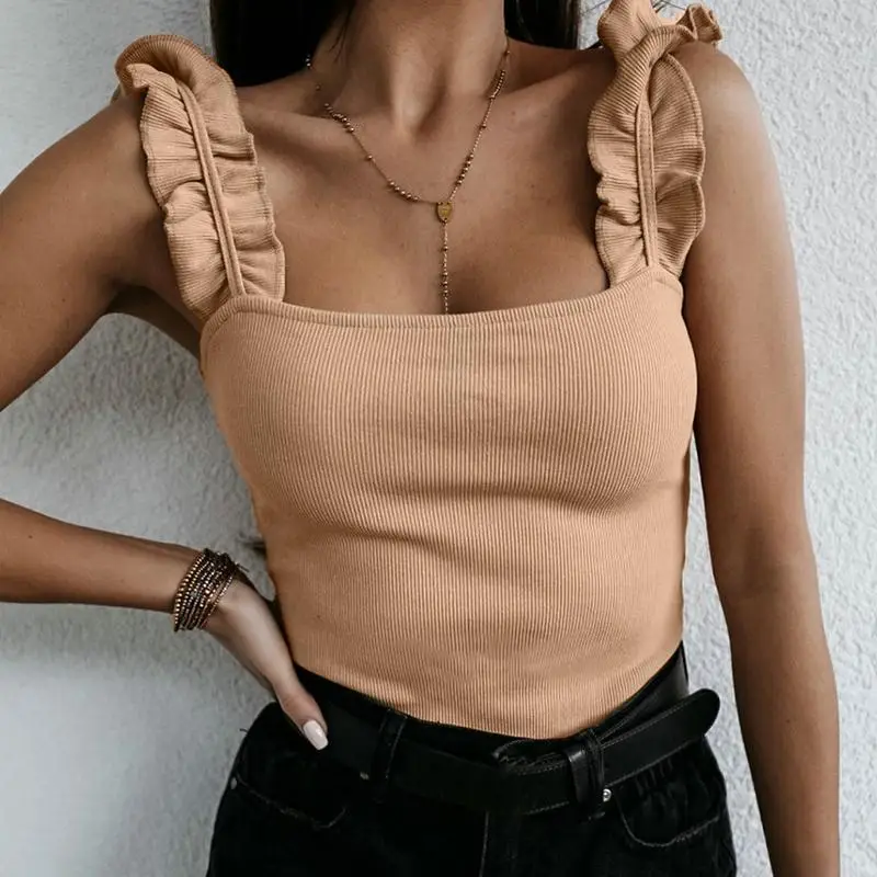 White Low-Cut Ruffled Sleeve Top with Belt