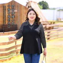 Plus Size Women Black Lace 3Q Sleeve Top — feature 8