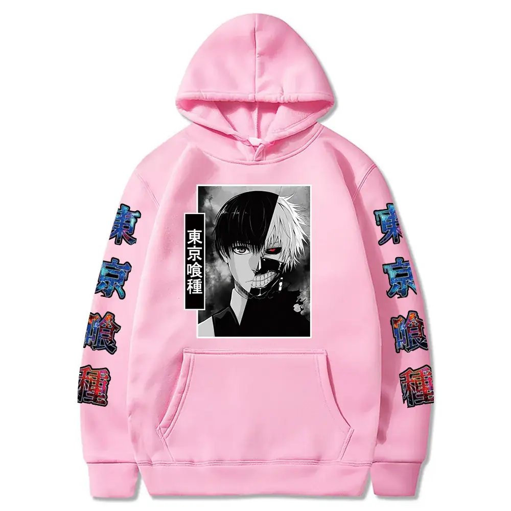Pink Anime Tokyo Ghoul Print Hoodie for Men - Image 6