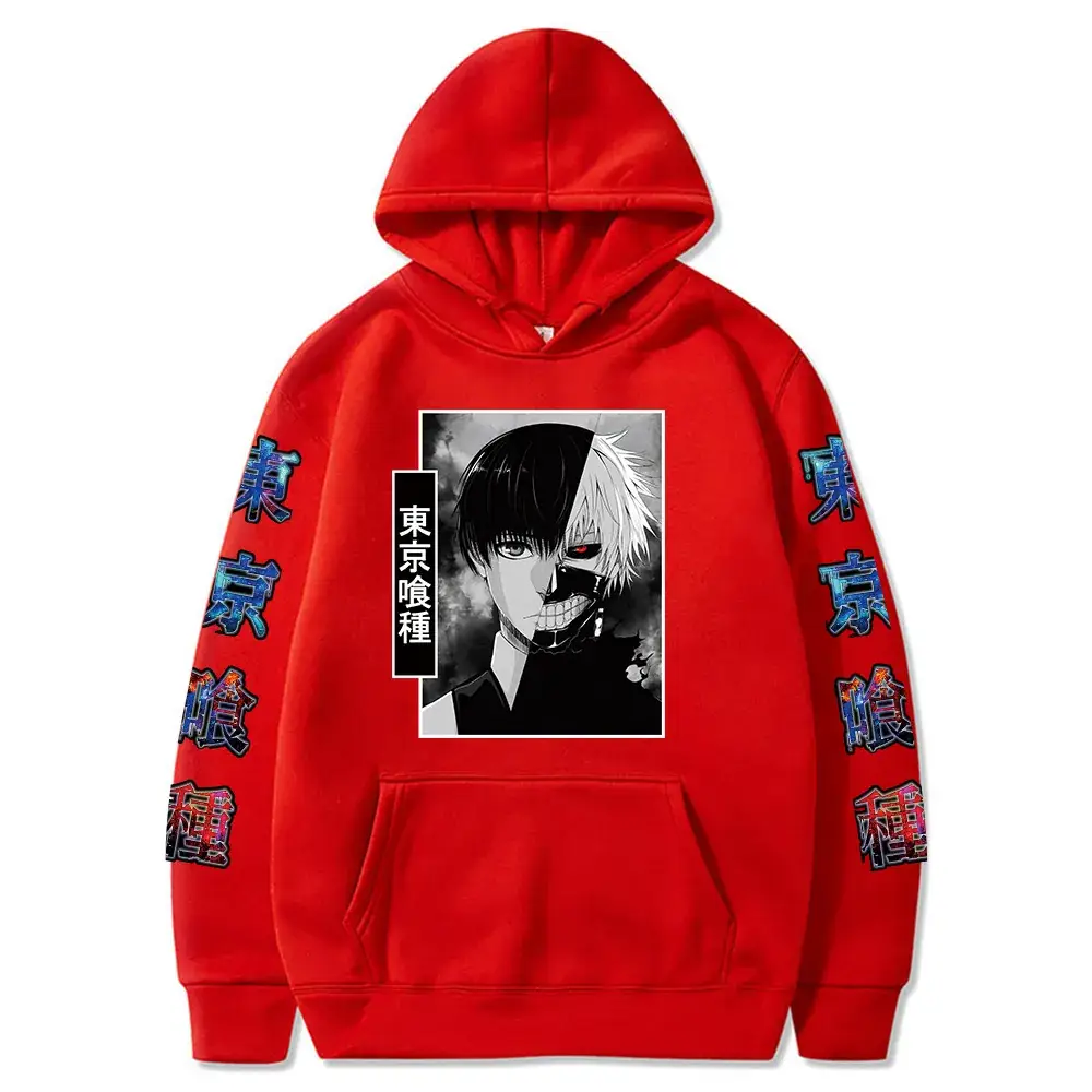 Pink Anime Tokyo Ghoul Print Hoodie for Men - Image 3