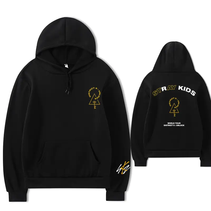 Black Hoodie Set Street Kids District 9 Unlocked Concert Fashion - Image 6