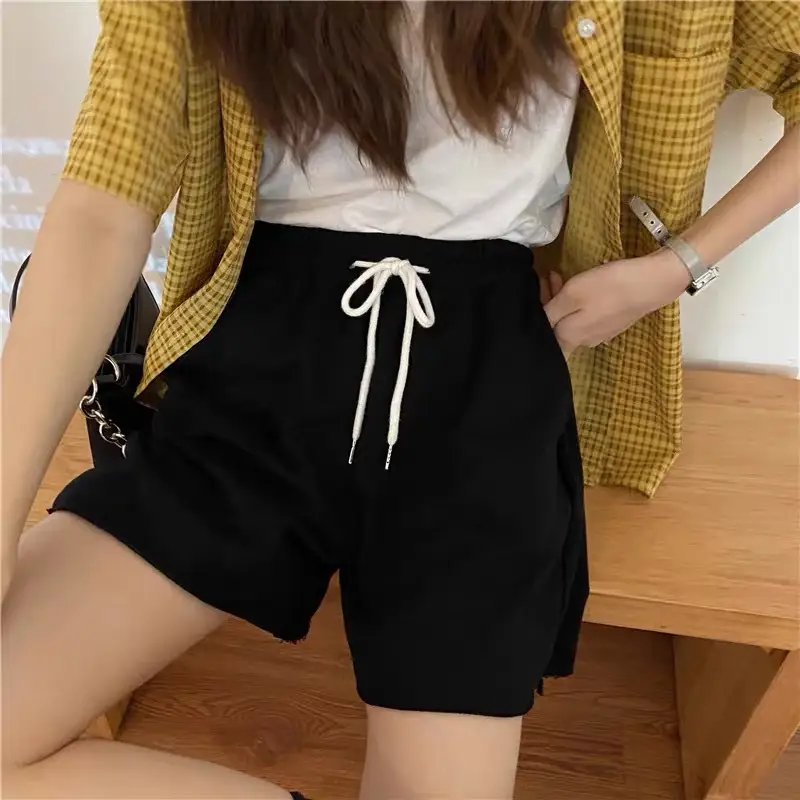 Women Grey Drawstring Shorts 2024 Summer Loose Fit - Image 2