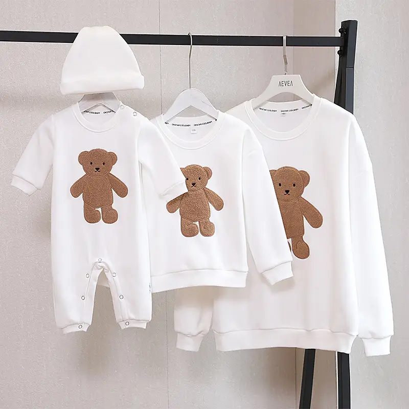 Bear Embroidery Sweatshirt Black 280g Family Set - Image 6