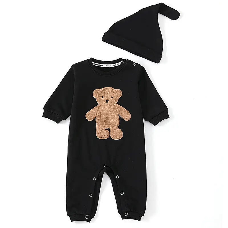 Bear Embroidery Sweatshirt Black 280g Family Set - Image 7
