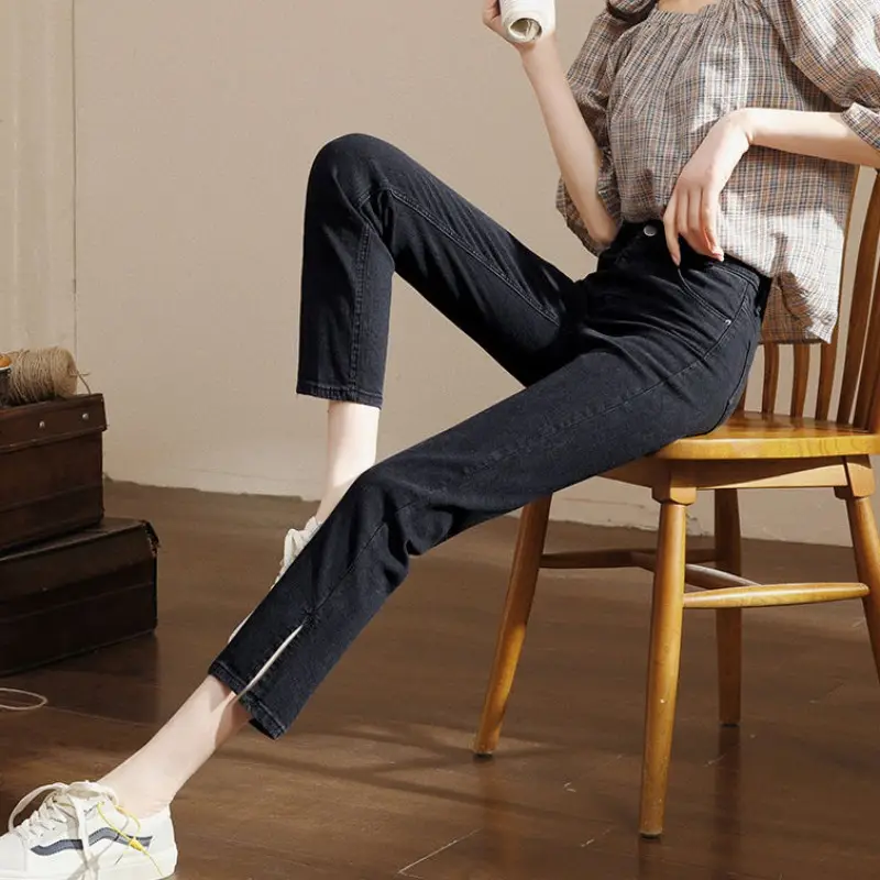 Female Jeans Large High Waist Elastic Spring Micro Flared Pants - Image 5