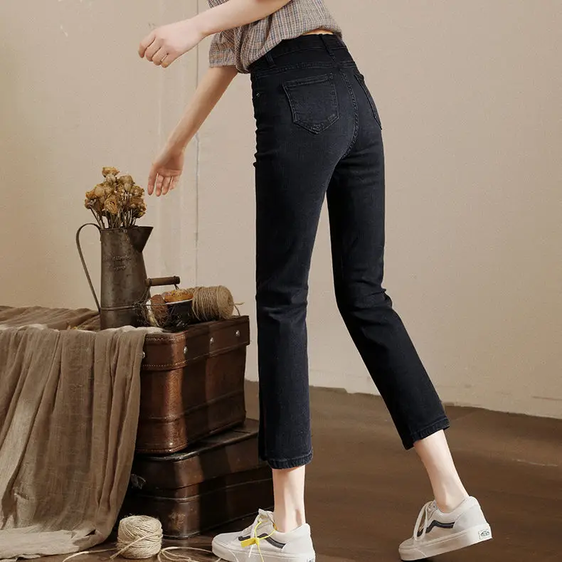 Female Jeans Large High Waist Elastic Spring Micro Flared Pants - Image 6