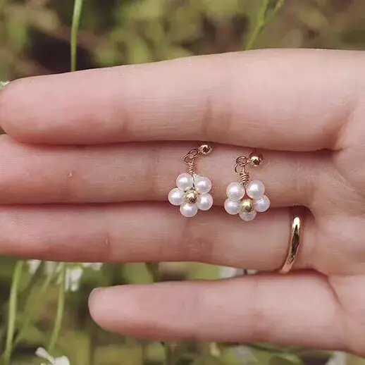 14K Gold Pearl Earrings for Women - Image 4