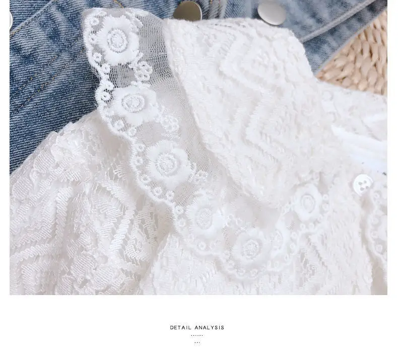 Girls Denim Overalls with Lace Shirt Two-Piece Suit — feature 4