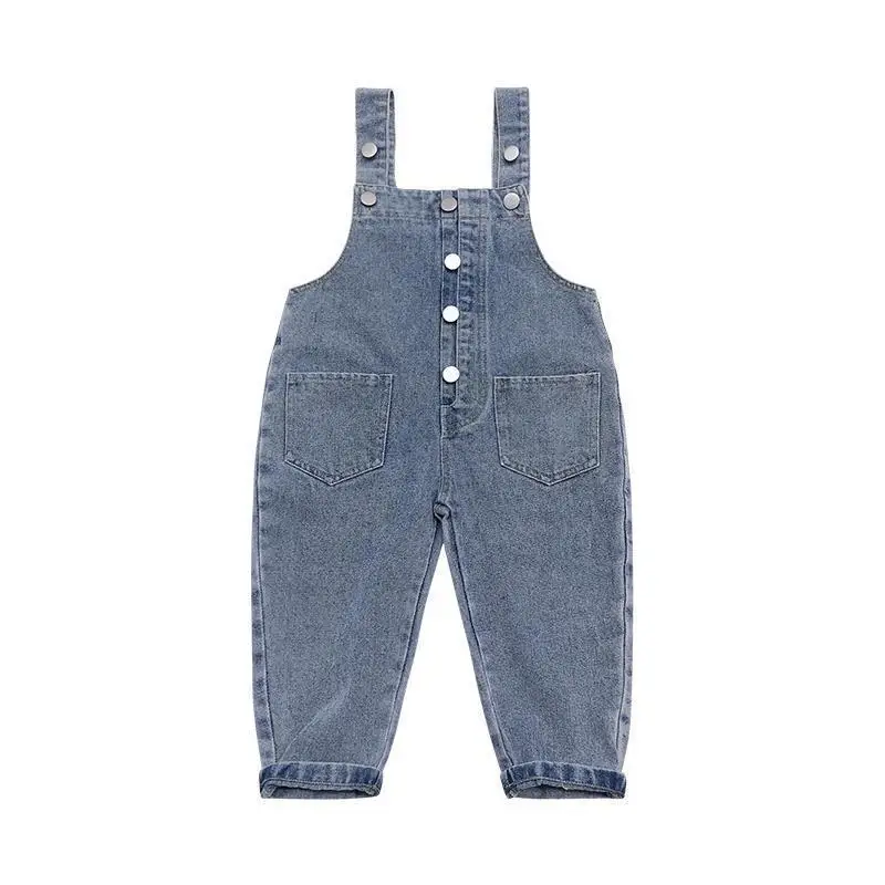 Girls Denim Overalls with Lace Shirt Two-Piece Suit - Image 2