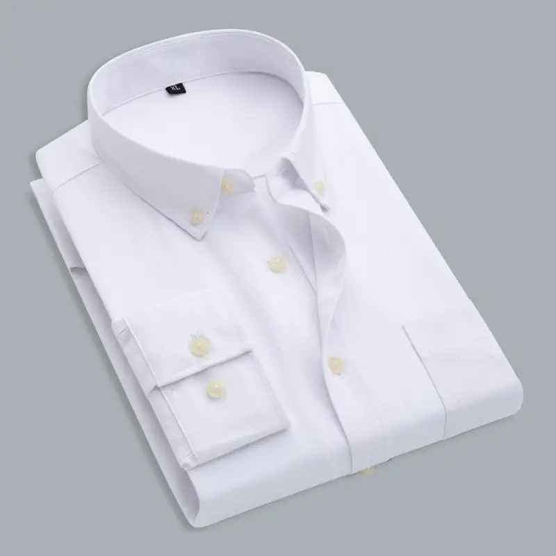 Men's Blue Oxford Long Sleeve Shirt Non-Ironing Anti-Wrinkle