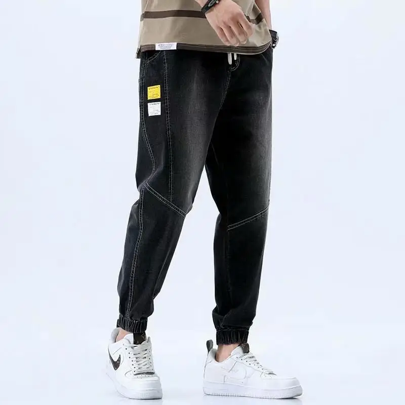 Men Grey Denim Ankle Pants 2020 Summer Loose Fit - Image 2