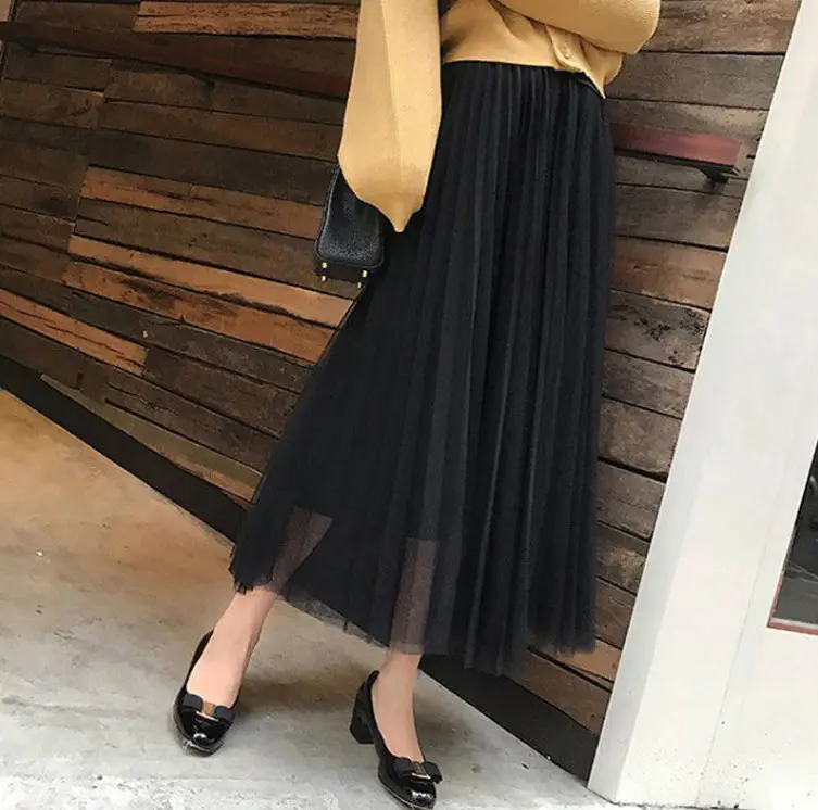 2023 Pink Mesh Pleated Mid-Length Skirt for Women - Image 16
