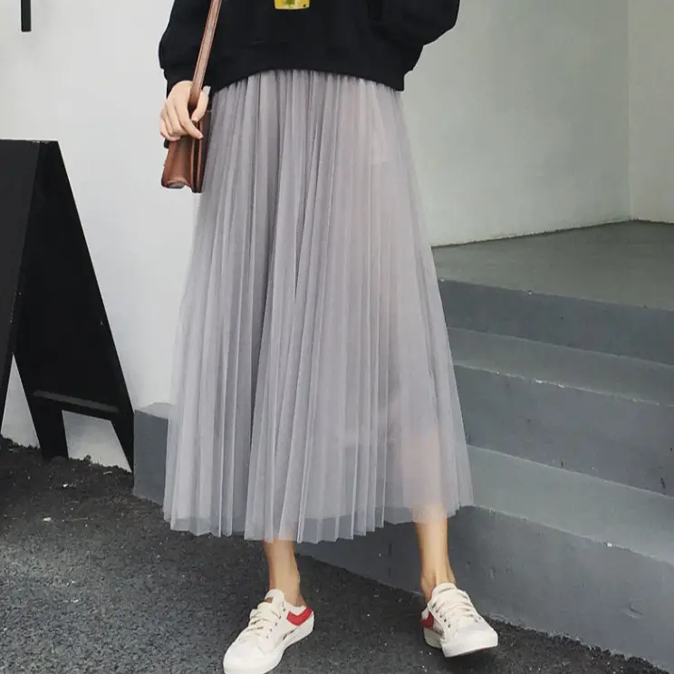 2023 Pink Mesh Pleated Mid-Length Skirt for Women - Image 19