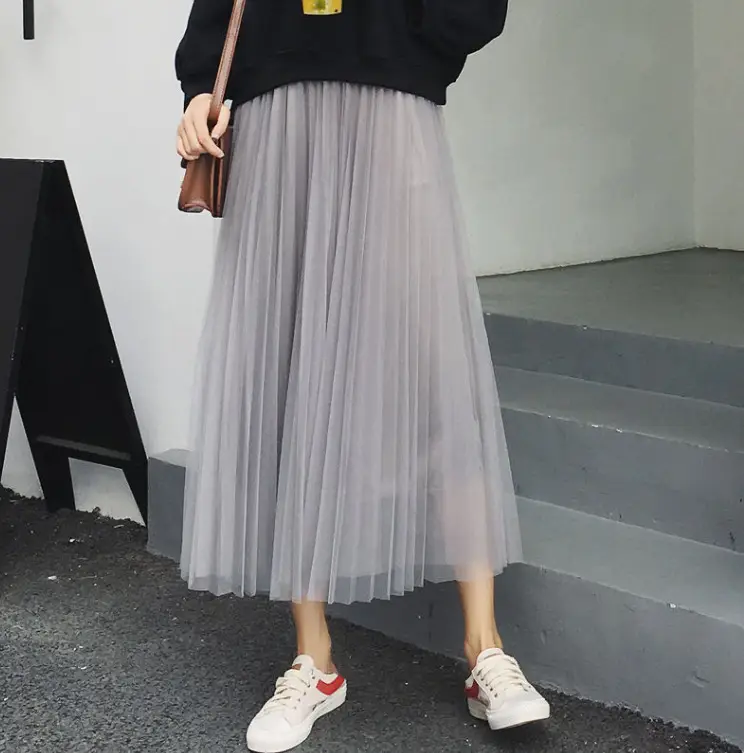 2023 Pink Mesh Pleated Mid-Length Skirt for Women - Image 14
