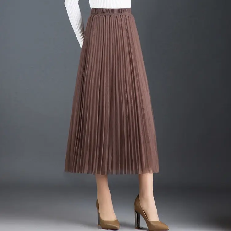 2023 Pink Mesh Pleated Mid-Length Skirt for Women - Image 8